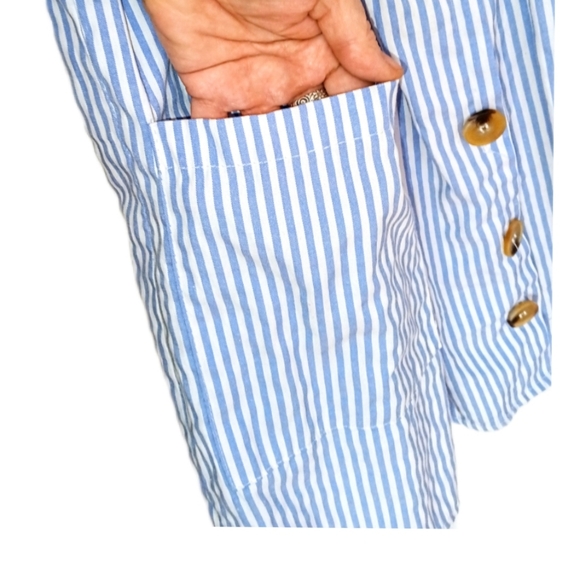 Women's Blue and White Striped Mini Summer Dress. - Picture 8 of 11